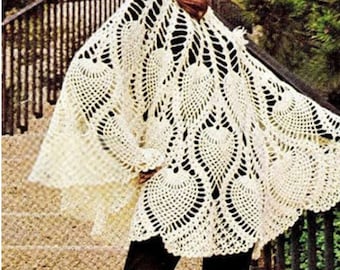 CROCHET PONCHO PATTERN Crochet Pattern Vintage 70s Crochet Pineapple Skirt Pattern Bohemian Clothing dyi Instant Download