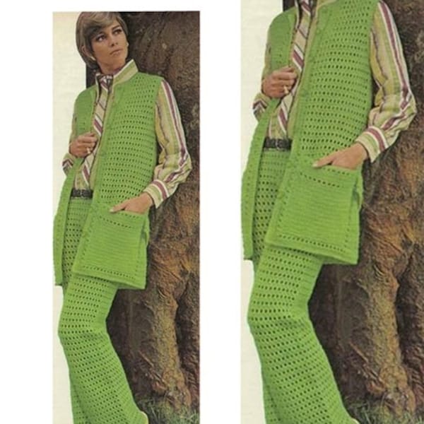 Crochet Pattern Vintage 70s Crochet Pants Pattern Crochet Top Pattern Crochet Vest Pattern