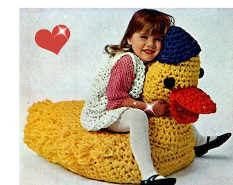 Crochet Pattern Vintage 70s CROCHET TOY PATTERN Duck Crochet Stuffed Animal Crochet Baby Toy Pattern Instant Download