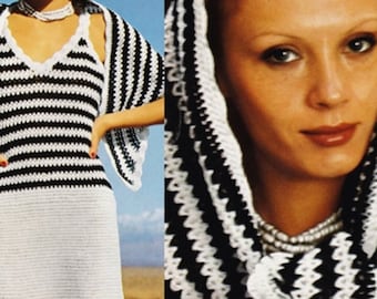 CROCHET DRESS Pattern Vintage 70s Crochet TOP Pattern Crochet Maxi Dress Top Pattern Crochet Shawl Pattern