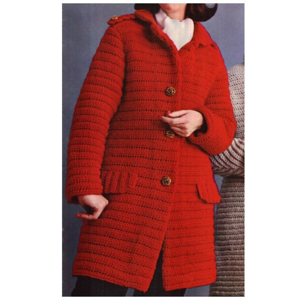 Crochet Pattern Vintage 70s Crochet Coat Pattern Crochet Jacket Pattern