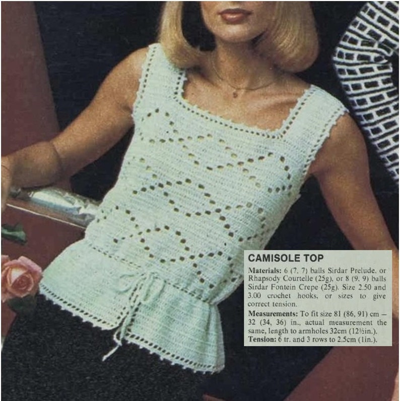 CROCHET TOP PATTERN Vintage 70s Crochet Peplum Top Pattern Etsy