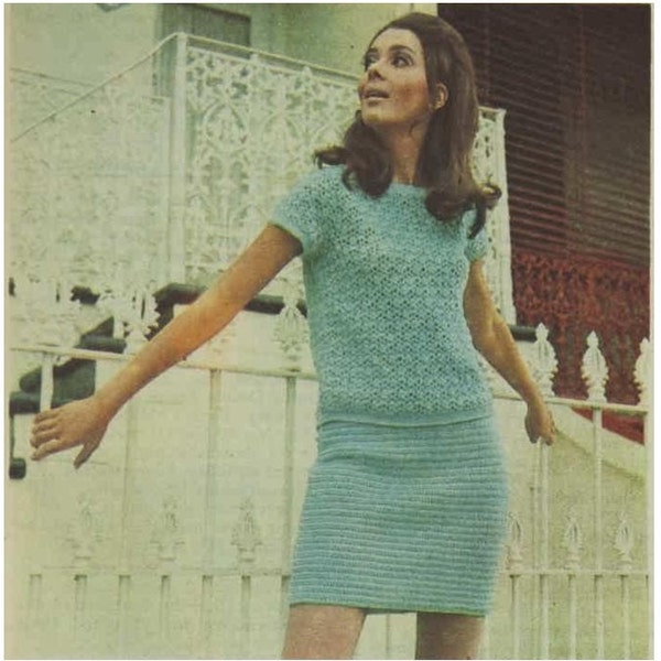 CROCHET DRESS PATTERN Vintage 70s Top and Skrt Pattern Crochet Jumper Suit Instant Download