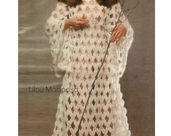 Crochet Dress Pattern Vintage 70s Crochet Angel Dress Pattern Boho Crochet Dress Bohemian Clothing Crochet Wedding Dress Pattern