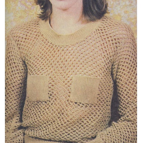 Crochet TOP Pattern Vintage 70s Crochet Mesh Top Pattern Crochet Sweater Pattern Crochet open top pattern crochet blouse pattern