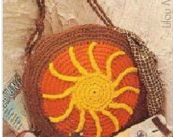 Crochet Bag Pattern Crochet Beach Bag Crochet Sunburst Bag Crochet Mesh Purse Crochet Handbag Pattern Crochet Carrybag Pattern Vintage