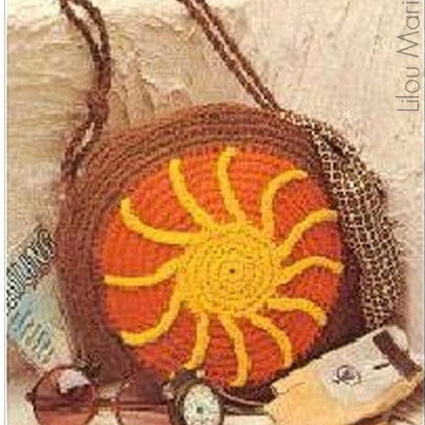 Crochet Bag Pattern Crochet Beach Bag Crochet Sunburst Bag Crochet Mesh Purse Crochet Handbag Pattern Crochet Carrybag Pattern Vintage