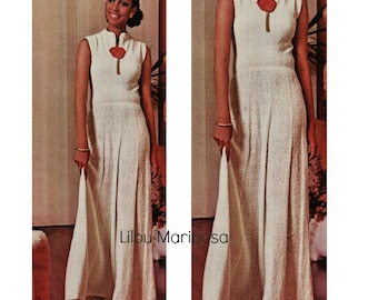 Strickkleid Muster Vintage 70er Jahre - Strickkleid Muster-Maxikleid Kleid Muster-Boho Kleid-Brautjungfernkleid-Hochzeit Strickkleid-Vtg DIY