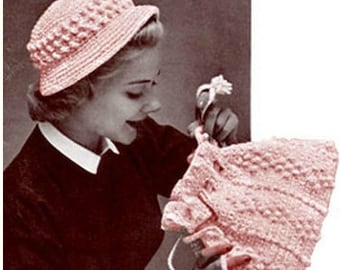 Crochet Hat Pattern Crochet Bag Pattern Crochet Purse Pattern Crochet Handbag Pattern Vintage 40s