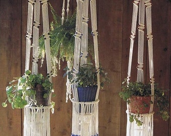 MACRAME PATTERN Vintage 70s Vintage Handmade Macrame Plant Hanger Macrame Planter Pattern Bohemian Home Decor Instant Download