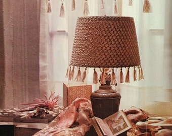 Modello di copertura del paralume all'uncinetto Paralume all'uncinetto Modello vintage Modello anni '70 Modello di paralume in stile francese