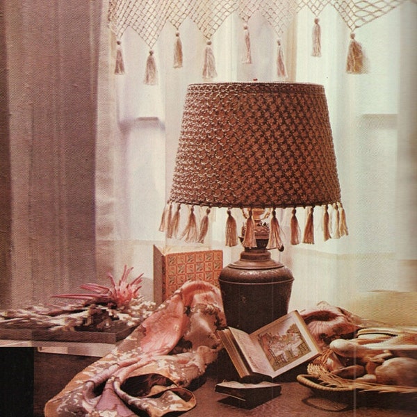 Crochet Lampshade Cover Pattern Crochet Lamp Shade Vintage Pattern  70s Pattern French Style lamp shade pattern