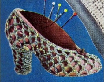 Crochet Shoe Pattern Vintage 50s Crochet Wedding Favor Pattern Crochet Heel Pattern Crochet Bachelor Favor Pattern Crochet Slipper Pin