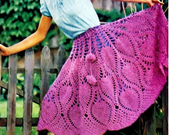 Haakpatroon Vintage jaren '70 Gehaakt Ananasrokpatroon Gehaakt Ponchopatroon Gehaakt Rokpatroon Boho Kleding