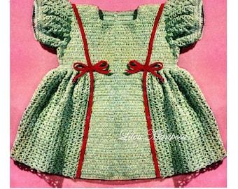 Crochet DRESS Pattern Vintage 40s baby Girl Dress Pattern Crochet baby Dress Pattern Crochet Newborn Dress Pattern