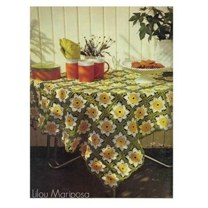 Häkelanleitung TISCHDECKE Häkelmuster Vintage 70er Retro Daisy Tischdecke Häkelmuster Tischläufer Häkelmotiv Tischdecke Häkeln Home Decr