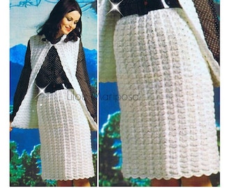 Vintage Crochet Pattern 70s Crochet Vest Pattern and Crochet Skirt Pattern-Boho Bohemian Clothing-INSTANT DOWNLOAD