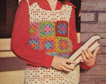 Crochet TOP Pattern Vintage 70s Granny Square Top Pattern Granny Crochet Dress Pattern