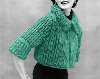 Knitting Pattern Vintage 50s Knitting Top Pattern-Knitting Bolero Pattern-Knitting Sweater Pattern-Bohemian Clothing-INSTANT DOWNLOAD