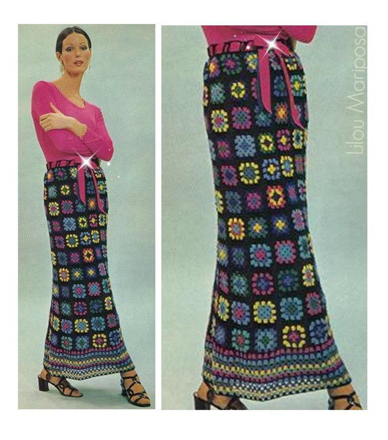 CROCHET SKIRT PATTERN 70s Crochet Pattern Vintage 70s Granny Etsy