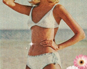 CROCHET BIKINI PATTERN Vintage 60s Crochet Swimsuit Pattern Crochet Bra Pattern Crochet Panties Pattern Crochet shorts