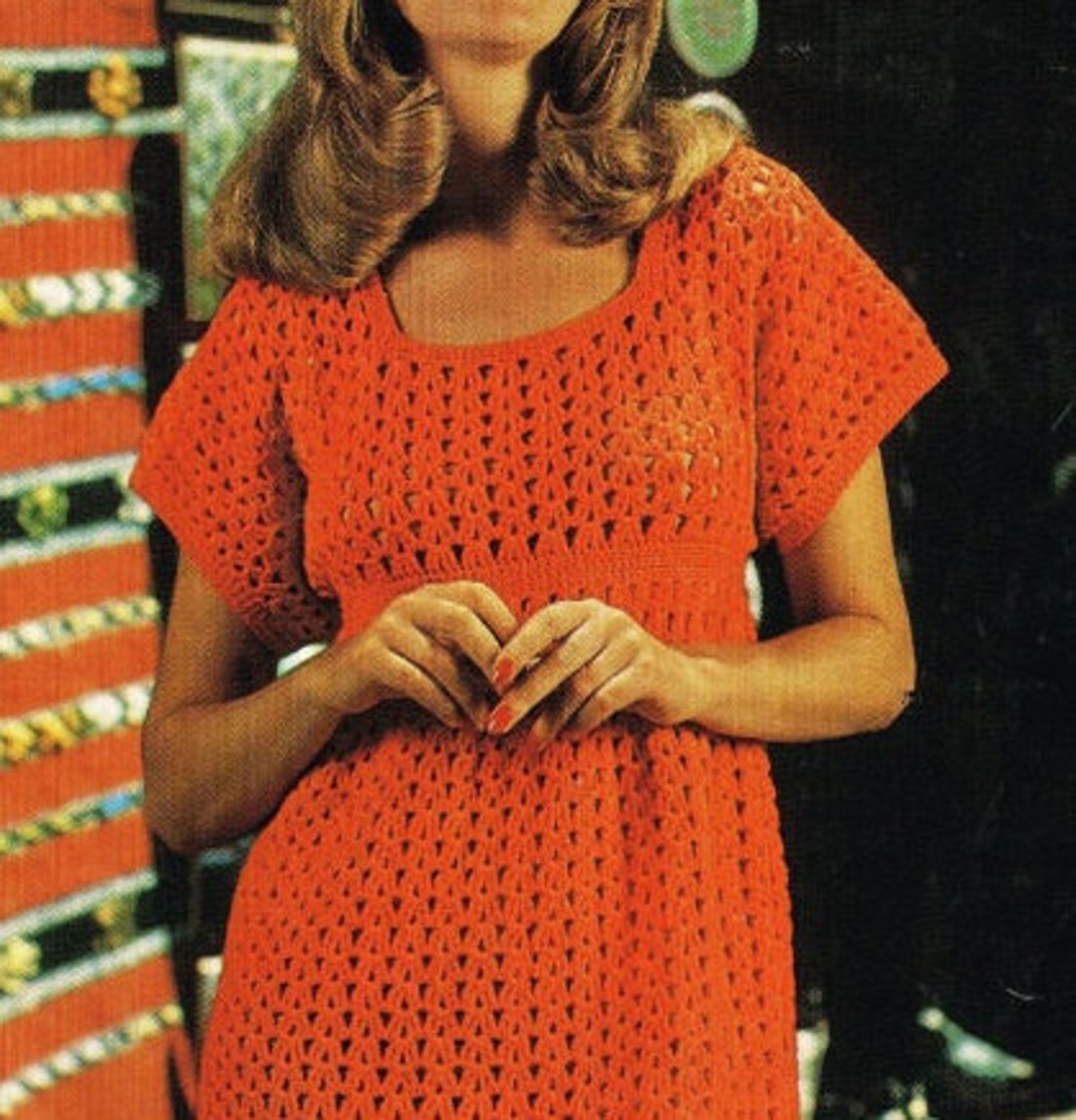 Crochet Dress Pattern Vintage 70s Crochet Tunic Dress Pattern Etsy