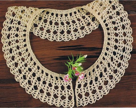 Crochet Collar Pattern Vintage 70s Crochet Neckline Collar Pattern