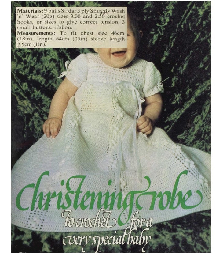 Crochet BABY CHRISTENING ROBE Pattern Vintage 70s Baby | Etsy