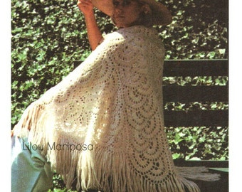 Crochet Pattern Vintage 70s Crochet Shawl Pattern Poncho Sweater Boho Crochet Pattern Bohemian Clothing-INSTANT DOWNLOAD