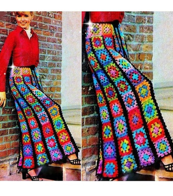 Patron pdf tejido en crochet falda larga de cuadros - Etsy México