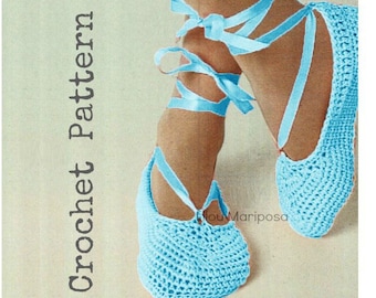 CROCHET SLIPPERS PATTERN Crochet Slippers Women Vintage 70s Crochet Ballet Slippers Pattern Crochet Yoga Shoes Pattern