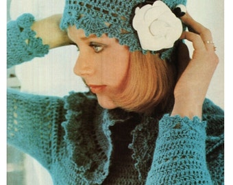 Häkelanleitung Vintage 70er Jahre - Häkelanleitung Top und Mütze-2 Häkelanleitungen -Boho Kleidung-INSTANT DOWNLOAD