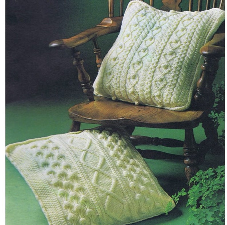 Pillow Pattern Vintage Cushion Cover Pattern Pillow Case Pattern Home Decor Knitting Pattern Aran Cushion Patterns Aran Pillows Pattern image 1