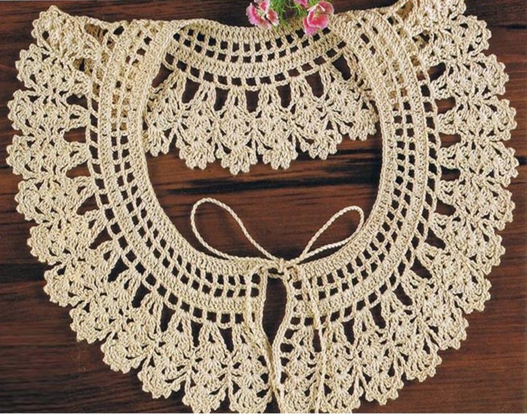 Crochet Collar Pattern Vintage 70s Crochet Neckline Collar Pattern