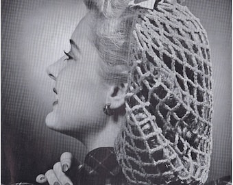 Crochet Snood Pattern Vintage 40s Crochet Hat Pattern Crochet Perky Snood Pattern