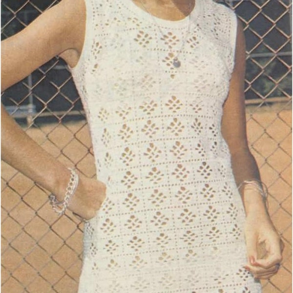 Crochet DRESS Pattern Vintage 70s Crochet Tennis Dress Pattern Bohemian Clothing Boho Crochet Pattern INSTANT DOWNLOAD