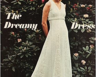 Crochet Dress Pattern Vintage 70s Crochet Maxi Dress Pattern Crochet Wedding dress Bohemian Clothing-INSTANT DOWNLOAD