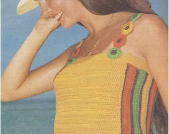 Crochet Pattern Vintage 70s CROCHET TOP Pattern Bohemian Clothing instant download