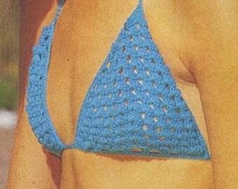 Crochet Bikini Pattern Vintage 70s Crochet Swimsuit Pattern Crochet Bikini Top Crochet Panties Pattern Crochet Bikini Bottom Pattern Bra