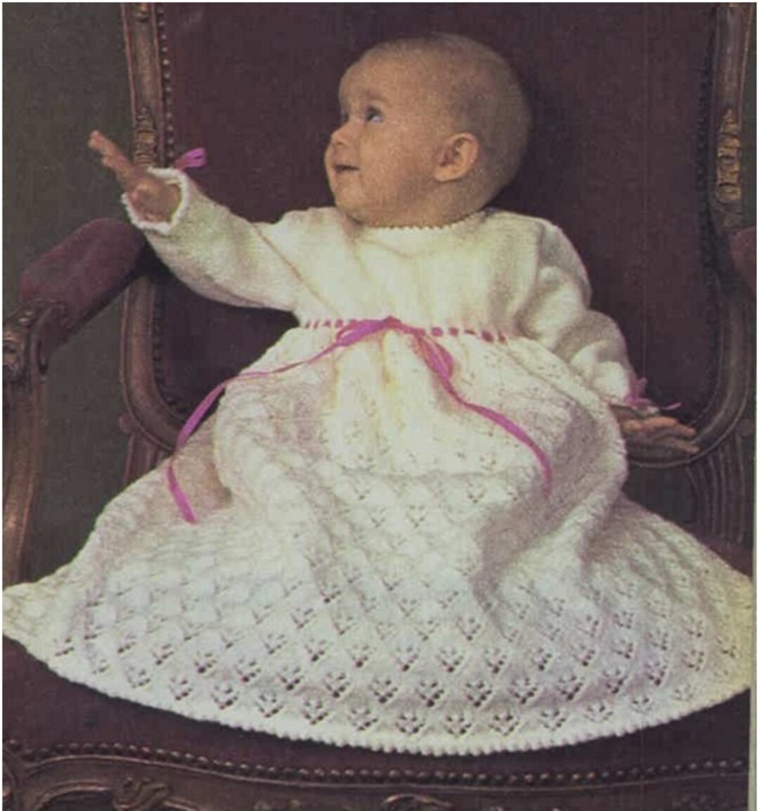 BABY CHRISTENING ROBE Knitting Pattern Baby Christening Dress Etsy