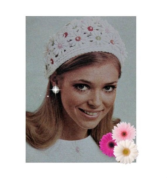 Vintage 60’s flower knit cap Pillbox Hat 60s main image 3