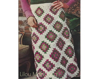 Crochet SKIRT Pattern Vintage 70s Granny Square Maxi Skirt Pattern