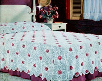 Virkat överkastmönster Vintage 70-tals rosor och ananas överkastmönster Virkat överkastmönster Virkat filtmönster