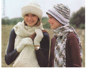 Crochet Patterns Vintage 70s Hat Cap,Scarf, Mittens, Bag-Set of 6 Patterns Lot Accessories Boho Bohemian pdf file