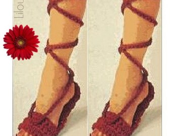 Crochet Gladiator Sandals Pattern Crochet Slippers Pattern Crochet Sandals Pattern Crochet Beach Shoes Pattern Vintage 70s