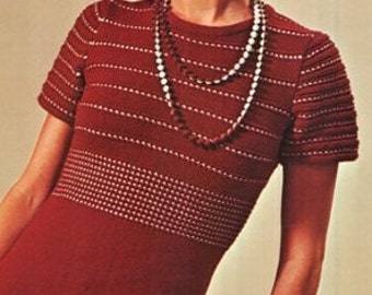 Dress Pattern Knitting Pattern Vintage 70s