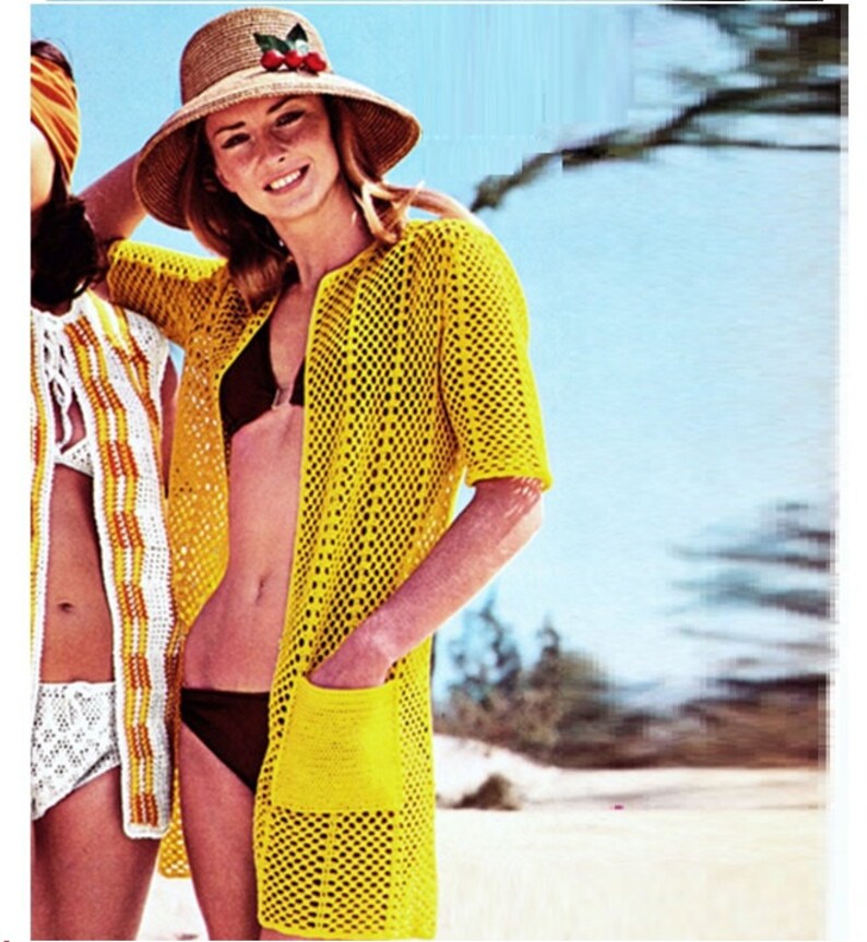 Virkad koftamönster Vintage 70-tals virkad bikiniöverdragsmönster Virkad tröja Virkad toppmönster bild 2