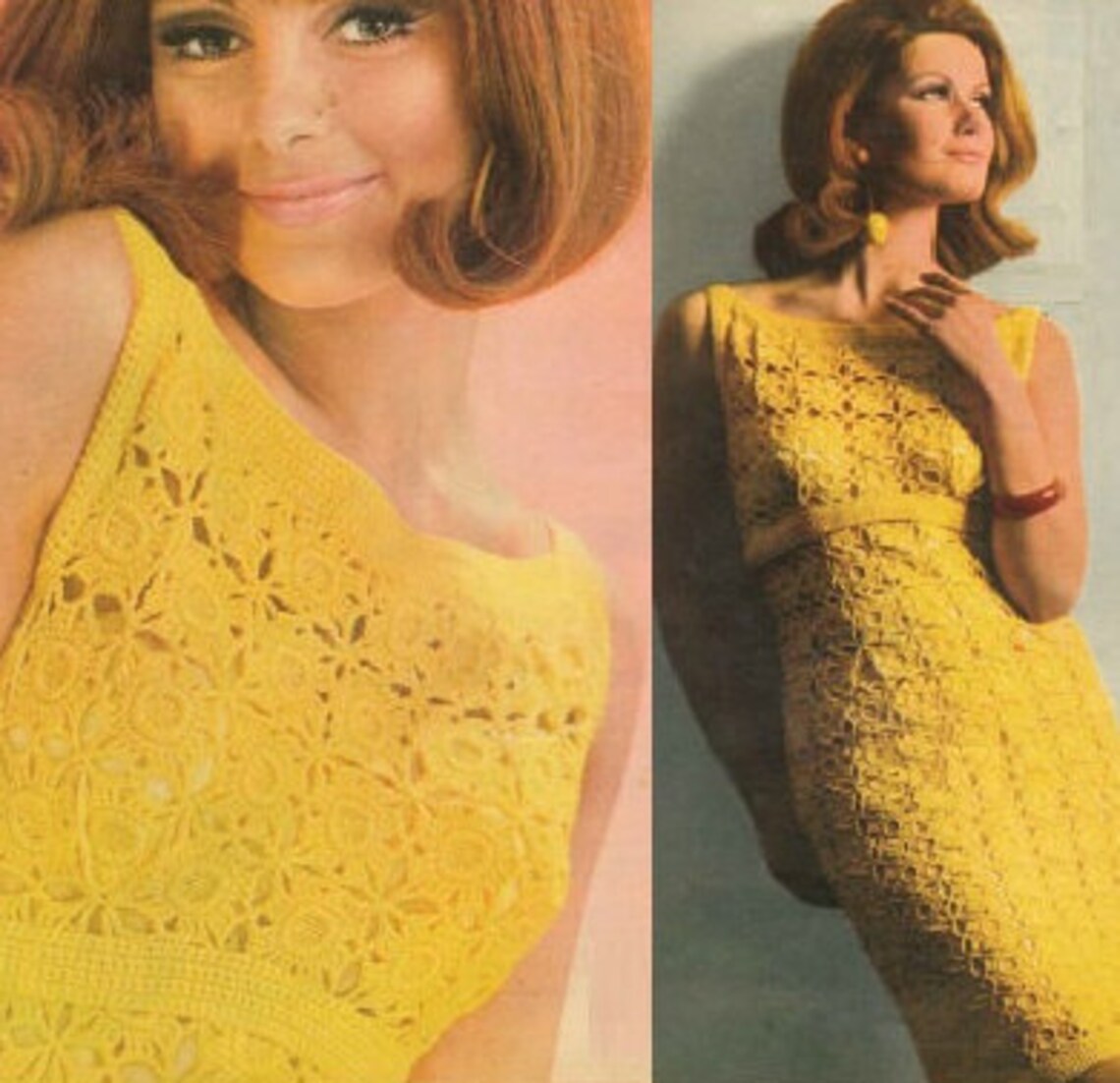 Crochet Dress Pattern Vintage 60s Crochet Tunic Dress Pattern Etsy
