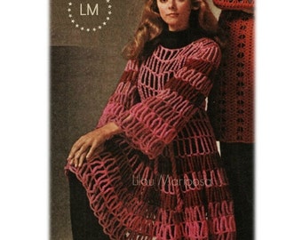 Crochet Pattern Vintage 70s- Crochet Dress Pattern- Hippie Dress- Bohemian Clothing-PDF INSTANT DOWNLOAD