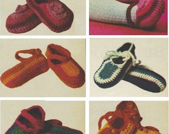 Crochet Baby Booties Pattern Vintage 70s Crochet Baby Shoes Pattern Crochet Mary Jane Shoes Crochet Baby Slippers Pattern